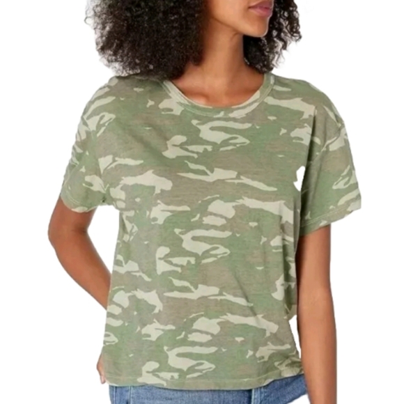 Monrow Tops - MONROW Tonal Camo Vintage Style Tee In Light Camouflage w/Boxy fit